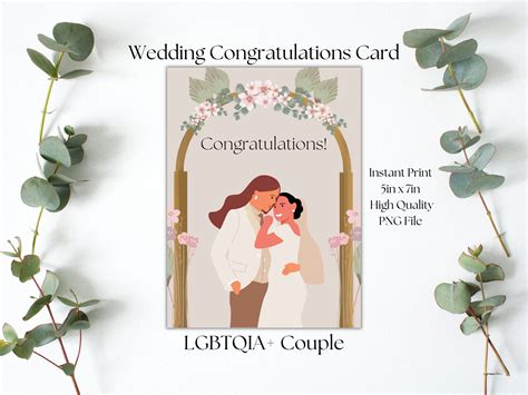 Lgbtq Wedding Congratulations Card With Gender Neutral Nonbinary