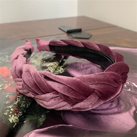 The Cezanne Chunky Velvet Braid Plait Headband In Mauve Braided Width