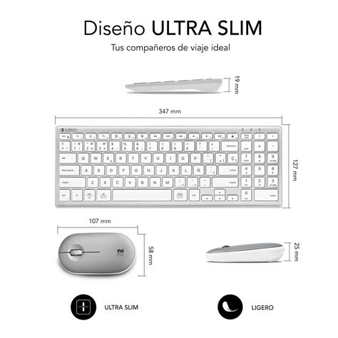 Teclado y ratón Bluetooth Pure Extended Silver SUBBLIM