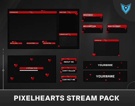 Red and Black Twitch Overlay Pixel, Red Stream Layout, Twitch Overlay ...