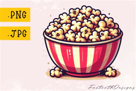 Bucket Bowl Of Popped Popcorn Graphic By Foxtoothdesigns · Creative Fabrica