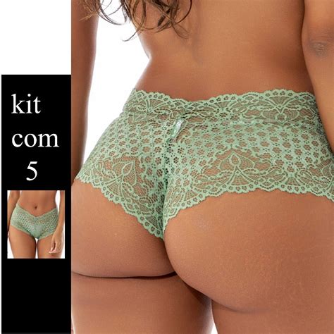 Kit Cale On Tanga Renda Shortinho Lingerie Calesson Calcinha Feminino Revenda Shopee Brasil