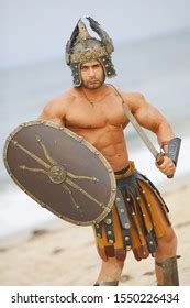 Strong Man Naked Torso Historical Armor Stock Photo 1550226434