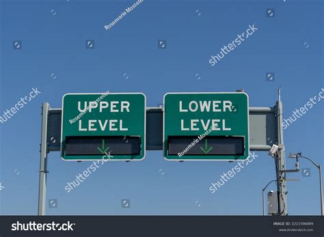 upper level  level electronic signs stock photo