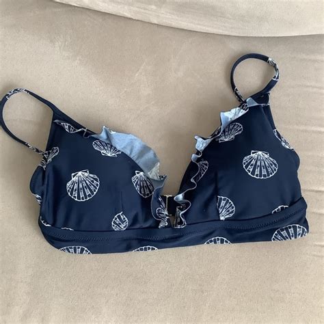 J Crew Factory Swim J Crew Swim Bikini Top Navy White Shell Seashell S Small New Poshmark