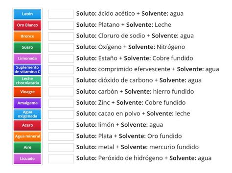 Actividad Soluto Y Solvente Match Up