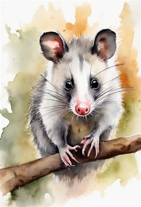 Australian Opossumcute Possumlong Tailgouache Artink Wash Style