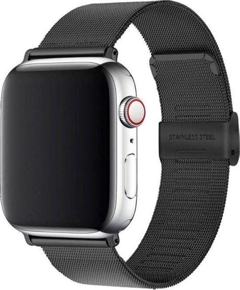 By Qubix Milanese Loop Bandje Zwart Geschikt Voor Apple Watch 38mm