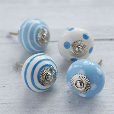 Blue Decorative Knobs Ceramic Porcelain Cabinet Pulls Etsy