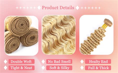 Amazon P27 613 Bundles Blonde Deep Wave Human Hair Bundles 20 22 24 Inch Brazilian Virgin