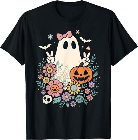 Hot Kiraa Tee With Coquette Halloween Shirt Women Cute Ghost Pumpkin Flower S Xl T Shirt