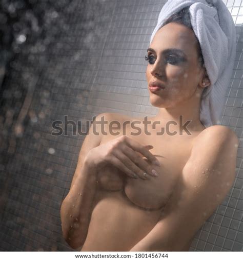 Sexy Model Posing Naked Shower Behind Stock Photo Shutterstock