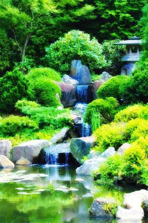 Japanese Garden Waterfall by Bill Cannon
