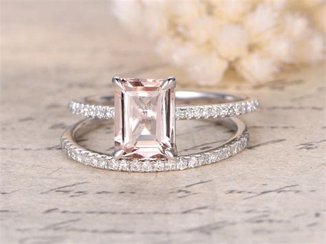 68mm Emerald Cut Morganite Ring Emerald Cut Morganite Ring - Etsy