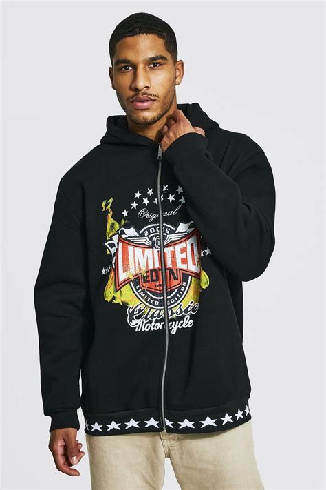 Tall Limited Oversized Zip Though Hoodie Boohoo