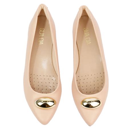 Sapatilha Sua Cia Nude Detalhe Dourado