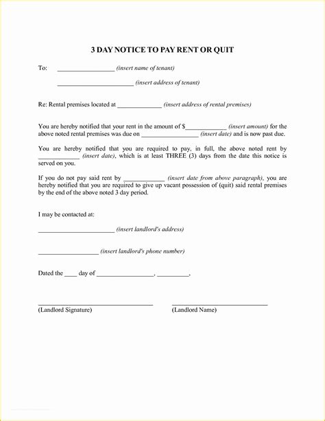 Free Printable Day Notice Form