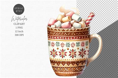 Hot Cocoa Clipart Christmas Clipart Watercolor Clipart