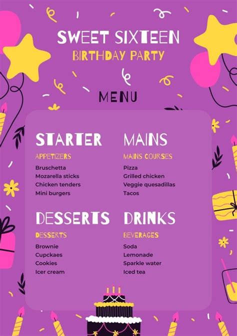 Free Birthday Menu Templates Wepik