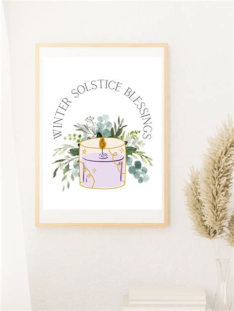 Winter Solstice Art Print Solstice Candle And Greenery Pagan Yule