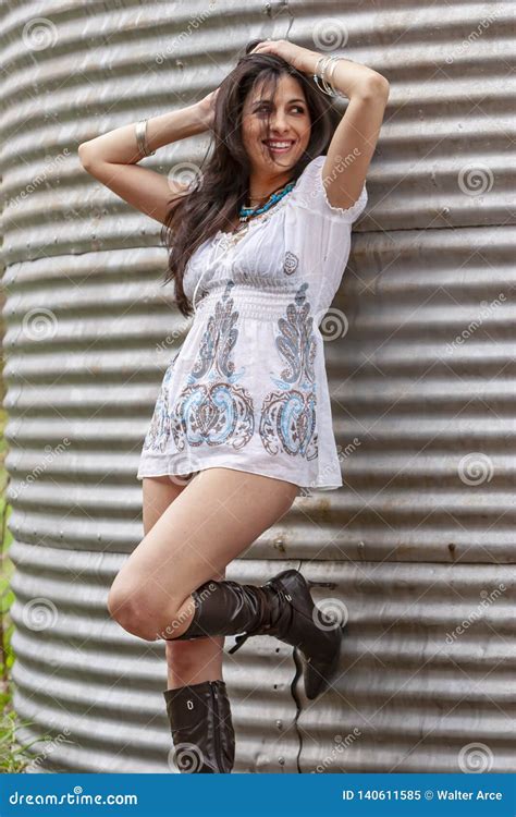 Lovely Ethnic Brunette Model Posing Outdoors In A Urban Environment Stock Image Image Of