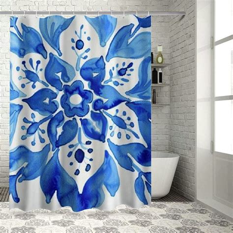 Akjvoe Fabric Bathroom Curtain Seamless Abstract Al Floral Watercolor