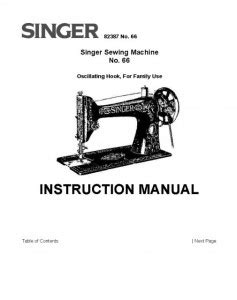 Singer Model 66 Sewing Machine Instruction Manual