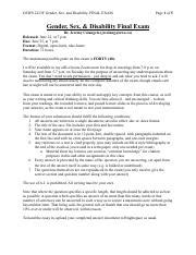 GSWS 2223F Gender Sex And Disability Final Exam Guidelines Course Hero