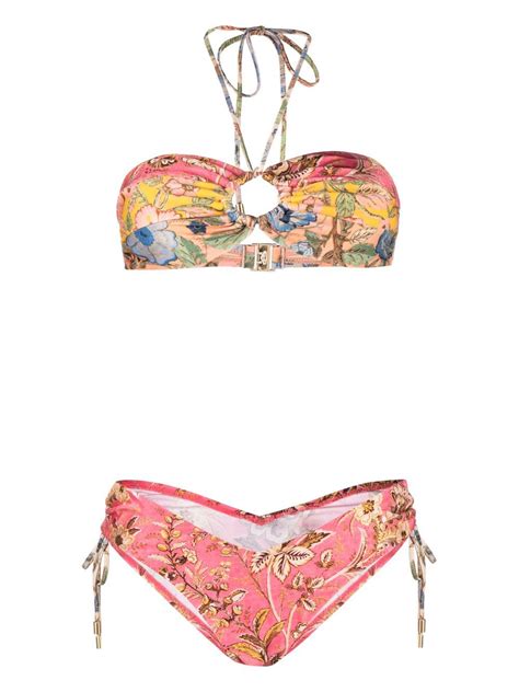 Zimmermann Multicolour Junie Halterneck Bikini Set Pink Editorialist