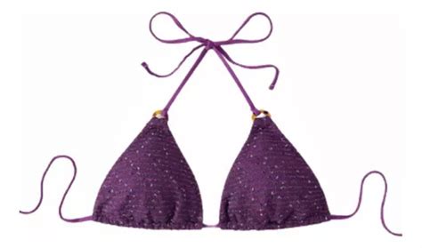 Ropa De Baño Top Bikini Morado Triángulo Halter Cuotas sin interés