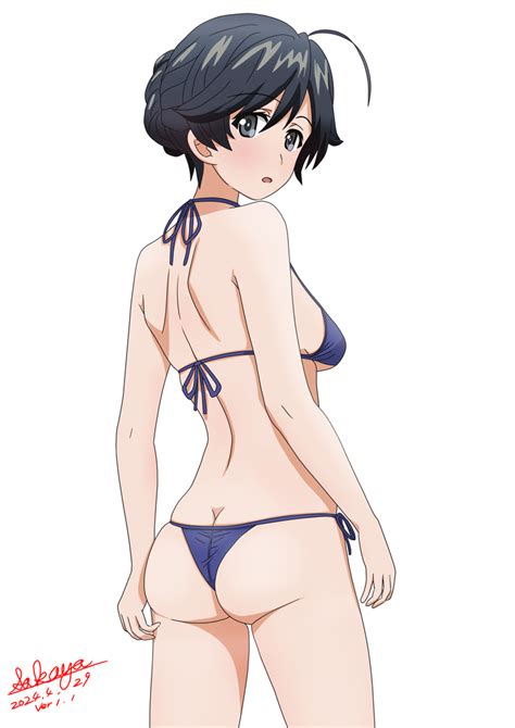 Sakayaya Isuzu Hana Girls Und Panzer 1girl Ahoge Ass Bikini Black Hair Blue Bikini