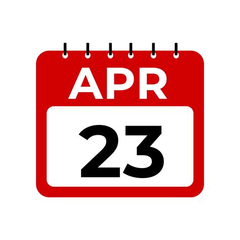 April 23 Calendar Reminder 23 April Daily Calendar Icon Template