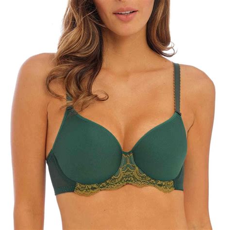 Soutien gorge coques moulées armatures à Dentelle Florale Dorée Vert Wacoal lingerie Lemon Curve