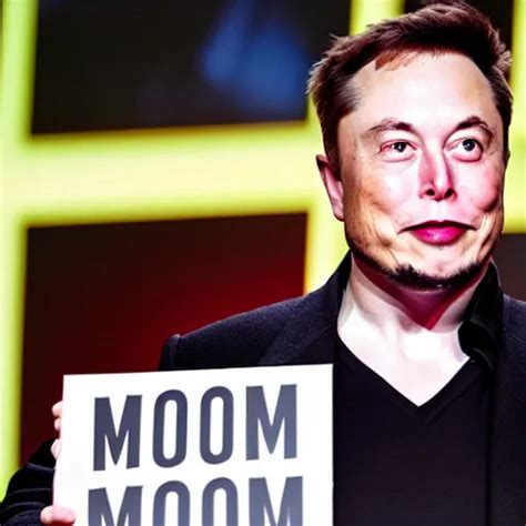 A Medium Shot Photograph Of Elon Musk Holding A Sign Stable Diffusion