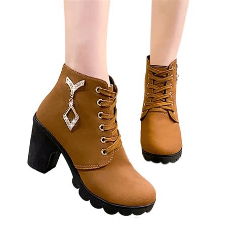 Botki Damskie Gruby Wysoki Obcas Nude Sk Rzany Gru Oficjalne Archiwum Allegro