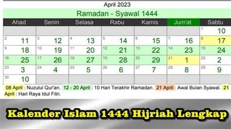 Link Download Kalender Islam 1444 Hijriah Syawal Bulan Baik Menikah Menurut Islam