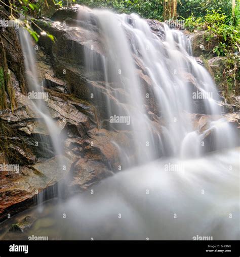 Waterfall In The Deep Rain Forest In Malaysia Stock Photo Alamy