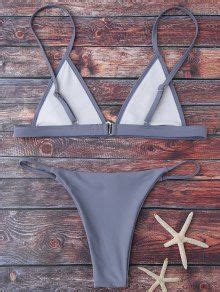 Cami Plunge String Bikini Set In GRAY ZAFUL 2024