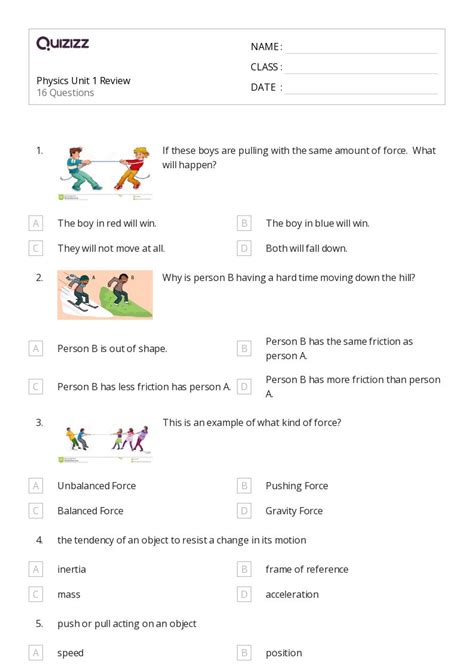 Newtons Second Law Worksheets For Th Grade On Quizizz Free