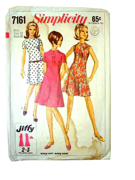 1960s Vintage Sewing Pattern 1967 Simplicity Pattern No 7161 Womens Sewing Pattern For