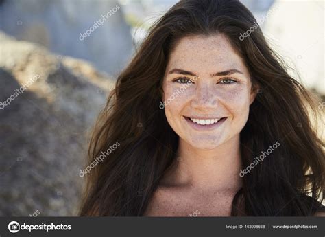 Brunette Beauty Looking At Camera Stock Photo Sanneberg