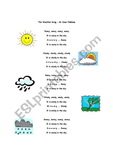 The Weather Song - ESL worksheet by BoopBetty