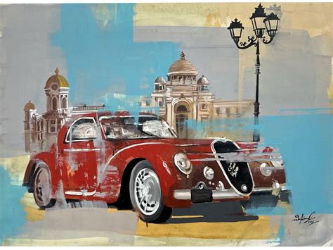 Vintage Car Painting By Mk Goyal Exotic India Art