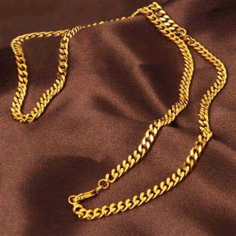 Pure 24k Saudi Gold Pawnable Necklace Mens Gold Domineering Real Gold