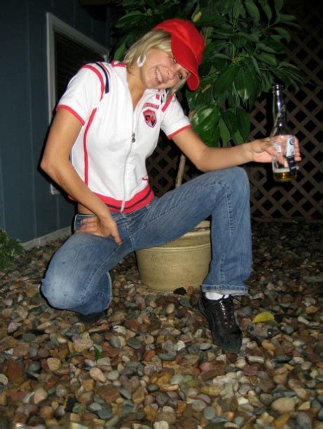 Blonde Amateur Kasia Pees In The Backyard While Drinking At Night CoedCherry