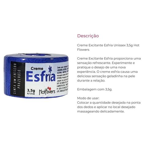 CREME REFRESCANTE E EXCITANTE CORPORAL ESFRIA UNISSEX G HOT FLOWERS Loja Spicy Sex Shop