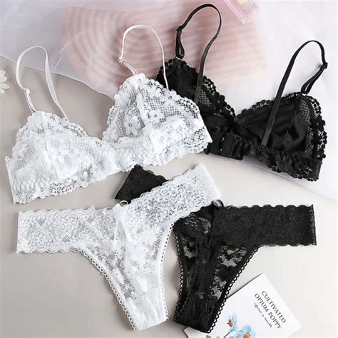 Lace Bra And Panties Set Women Sexy Lingerie Low Waist G String Super