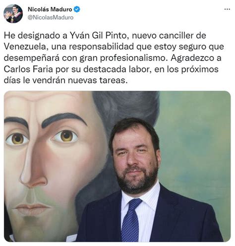 Yvan Gil nuevo canciller de Venezuela Nicolás Maduro nombró al nuevo