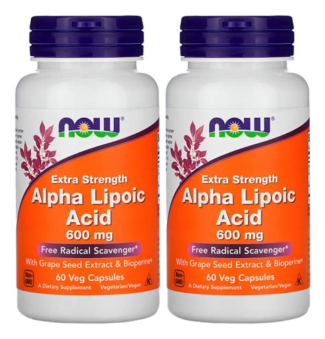Ácido Alfa Lipóico 600mg Melhor Marca - Comprar Ácido Alfa Lipóico 600mg Now Foods 60veg Caps 2un Sabor Sem ...