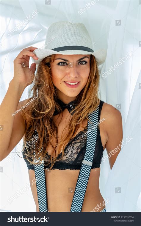 Sexy Hispanic Brunette Lingerie Model Poses Stock Photo Shutterstock